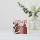 Maid House Cleaning Services Logo Grey Drip Silver Vierkante Visitekaartje (Staand voorkant)