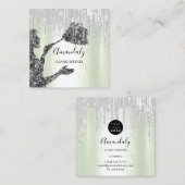 Maid House Cleaning Services Logo Grey Drips Munt Vierkante Visitekaartje (Voorkant / Achterkant)