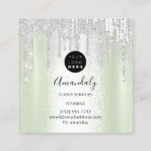 Maid House Cleaning Services Logo Grey Drips Munt Vierkante Visitekaartje (Achterkant)
