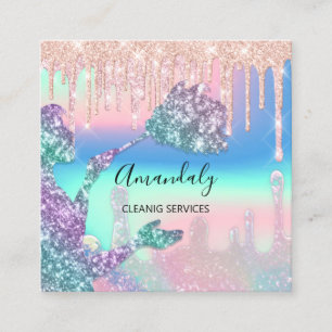 Maid House Cleaning Services Logo Ombre Vierkante Visitekaartje