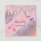 Maid House Cleaning Services Logo Paars Vierkante Visitekaartje (Voorkant)