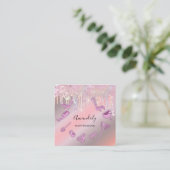 Maid House Cleaning Services Logo Paars Vierkante Visitekaartje (Staand voorkant)