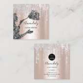 Maid House Cleaning Services Logo Silver Drip Blac Vierkante Visitekaartje (Voorkant / Achterkant)