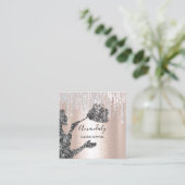 Maid House Cleaning Services Logo Silver Drip Blac Vierkante Visitekaartje (Staand voorkant)