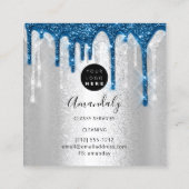 Maid House Cleaning Services Logo Silver Drip Blue Vierkante Visitekaartje (Achterkant)
