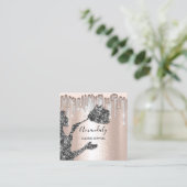 Maid House Cleaning Services Logo Silver Drip Grey Vierkante Visitekaartje (Staand voorkant)