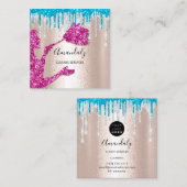 Maid House Cleaning Services Logo Silver Drip Pink Vierkante Visitekaartje (Voorkant / Achterkant)