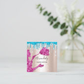 Maid House Cleaning Services Logo Silver Drip Pink Vierkante Visitekaartje (Staand voorkant)