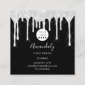 Maid House Cleaning Services Logo Silver Drips Vierkante Visitekaartje (Achterkant)