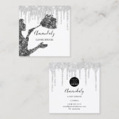 Maid House Cleaning Services Logo Silver Grey Drip Vierkante Visitekaartje (Voorkant / Achterkant)