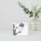 Maid House Cleaning Services Logo Silver Grey Drip Vierkante Visitekaartje (Staand voorkant)