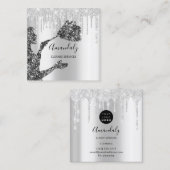 Maid House Cleaning Services Logo Silver Grey Glam Vierkante Visitekaartje (Voorkant / Achterkant)