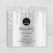 Maid House Cleaning Services Logo Silver Grey Glam Vierkante Visitekaartje (Achterkant)