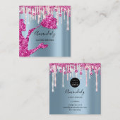 Maid House Cleaning Services Logo Silver Pink Blue Vierkante Visitekaartje (Voorkant / Achterkant)