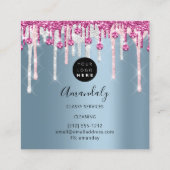 Maid House Cleaning Services Logo Silver Pink Blue Vierkante Visitekaartje (Achterkant)