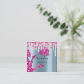 Maid House Cleaning Services Logo Silver Pink Blue Vierkante Visitekaartje (Staand voorkant)