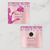 Maid House Cleaning Services Logo Silver Pink Glam Vierkante Visitekaartje (Voorkant / Achterkant)