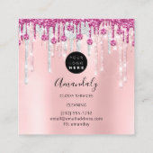 Maid House Cleaning Services Logo Silver Pink Glam Vierkante Visitekaartje (Achterkant)