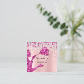 Maid House Cleaning Services Logo Silver Pink Glam Vierkante Visitekaartje (Staand voorkant)