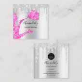 Maid House Cleaning Services Logo Silver Pink Grey Vierkante Visitekaartje (Voorkant / Achterkant)