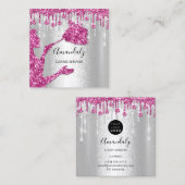 Maid House Cleaning Services Logo Silver Pink Grey Vierkante Visitekaartje (Voorkant / Achterkant)