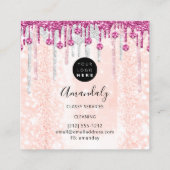 Maid House Cleaning Services Logo Silver Pink Lux Vierkante Visitekaartje (Achterkant)