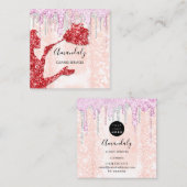 Maid House Cleaning Services Logo Silver Pink Red Vierkante Visitekaartje (Voorkant / Achterkant)