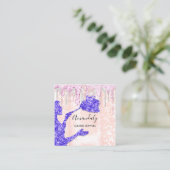 Maid House Cleaning Services Logo Silver Pink Vierkante Visitekaartje (Staand voorkant)