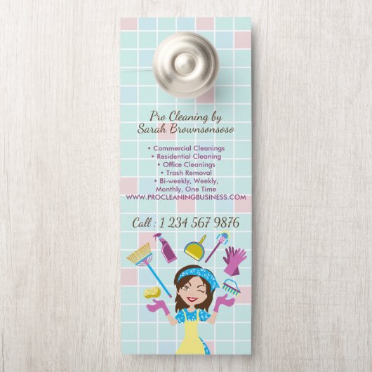 Maid & House Cleaning Woman Lady Deurhanger (Op knop)