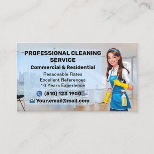 Maid Janitorial Lady Visitekaartje Huis schoonmake