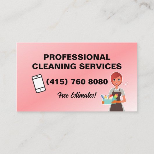 Maid Janitorial Lady Visitekaartje Huis schoonmake (Achterkant)