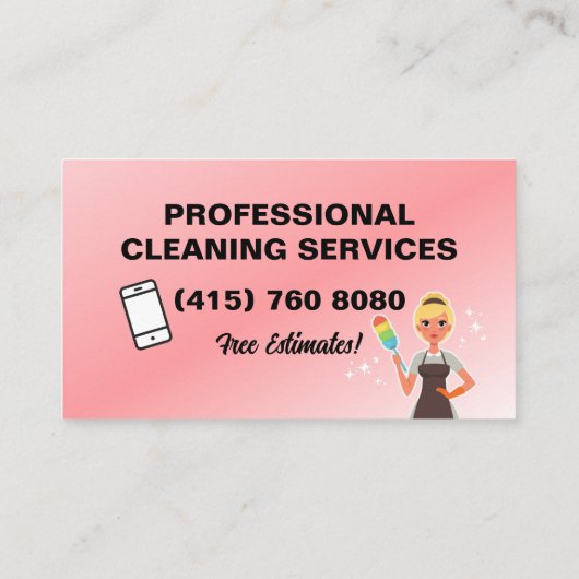 Maid Janitorial Lady Visitekaartje Huis schoonmake (Achterkant)