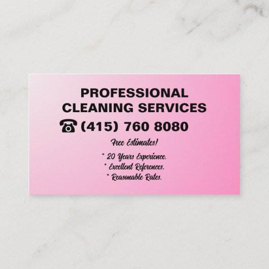 Maid Janitorial Lady Visitekaartje Huis schoonmake (Achterkant)