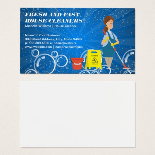 Maid Mopping | Schone zeepbellen Visitekaartje (Voorkant /achterkant)