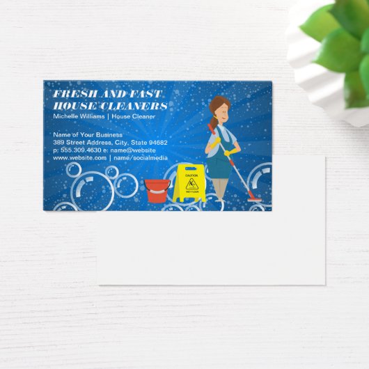 Maid Mopping | Schone zeepbellen Visitekaartje (Bureau)
