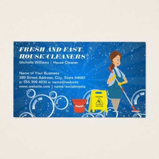 Maid Mopping | Schone zeepbellen Visitekaartje (Voorkant)