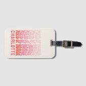 Maid of Eu Pink modern girly retro 60's simpele Bagagelabel (Voorkant (horizontaal))