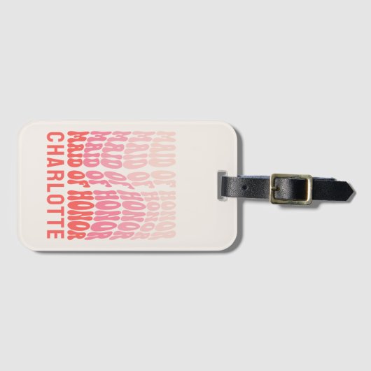 Maid of Eu Pink modern girly retro 60's simpele Bagagelabel (Voorkant (horizontaal))