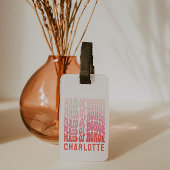 Maid of Eu Pink modern girly retro 60's simpele Bagagelabel