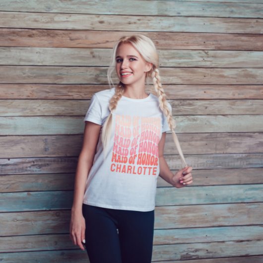 Maid of Eu Pink modern girly retro 60's simpele T-shirt