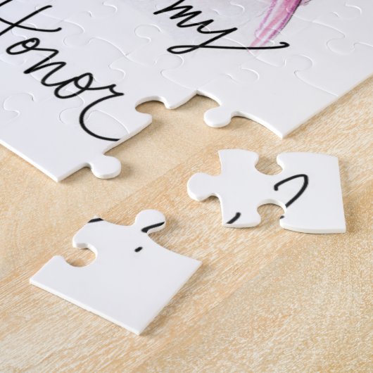 Maid of Hono? Puzzle Dark Curls Bride Dk Br Bun MH Legpuzzel (Zijkant)