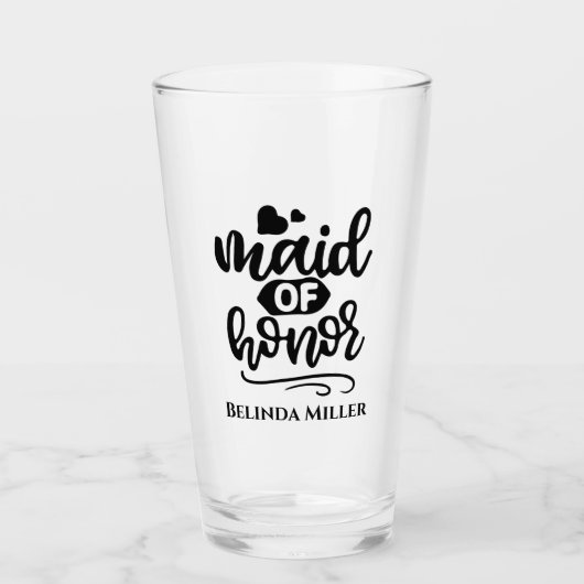 Maid of Honor aangepaste typografie bruiloft Glas (Voorkant)