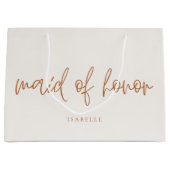 Maid of Honor Aardse Boho Handgeschreven Script Groot Cadeauzakje (Voorkant)
