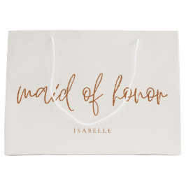 Maid of Honor Aardse Boho Handgeschreven Script Groot Cadeauzakje