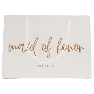 Maid of Honor Aardse Boho Handgeschreven Script Groot Cadeauzakje