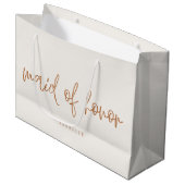 Maid of Honor Aardse Boho Handgeschreven Script Groot Cadeauzakje (Voorkant Gekanteld)