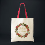 Maid of Honor Autumn Floral Elegant Wedding Tote Bag<br><div class="desc">Deze prachtige canvas tas is ontworpen als cadeau voor je Maid of Honor. Het bevat een grote hoeveelheid bloemen in diepe, rijke herfstkleuren zoals rood, koraal, oranje en pruimen. In de tekst 'Maid of Honor' staat 'Maid of Honor' en er is een plek om haar naam in te voeren. Perfect...</div>