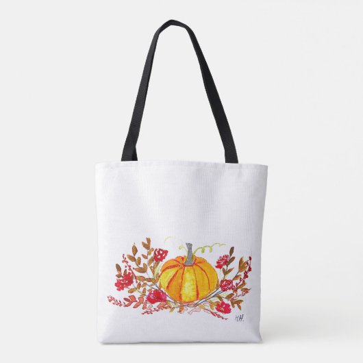 Maid of Honor Autumn Pumpkin Floral Fall Wedding Tote Bag (Achterkant)
