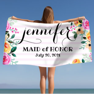 Maid of Honor Bachelorette Personalized Beach Tow Strandlaken