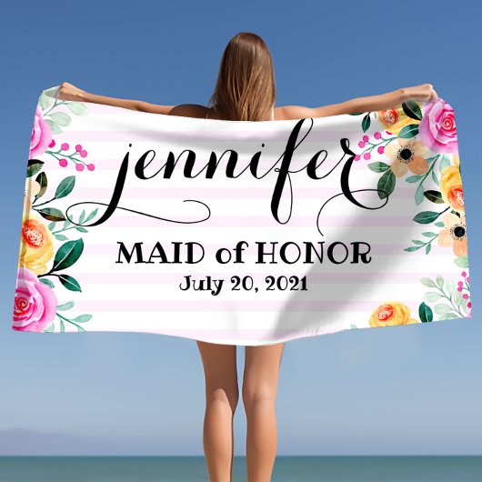 Maid of Honor Bachelorette Personalized Beach Tow Strandlaken
